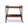Benzara Industrial Style Ash Wood Mobile Serving Bar Cart, Brown and Black
