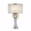 Benzara Simone Table Lamp with Glitter Embellishments, White, Silver