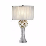 Benzara Simone Table Lamp with Glitter Embellishments, White, Silver
