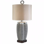 Benzara Sylvia Contemporary Style Table Lamp, Pearl Stone