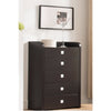 Benzara Spacious Dark Brown Finish Chest with Five Drawers.