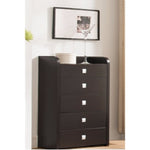 Benzara Spacious Dark Brown Finish Chest with Five Drawers.