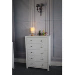 Benzara Spacious Gleaming White Finish 5 Drawer Storage Chest with Metal Glides.