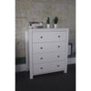 Benzara Commodious Snow White Finish 4 Drawer Storage Chest with Brass Knob.