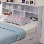 Benzara Wooden Full Size Bookcase Headboard with 6 Open Shelves, White
