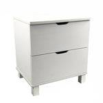 Benzara Contemporary Style White Finish Nightstand with 2 Drawers On Metal Glides.