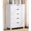 Benzara Commodious Glossy White Finish Chest with 5 Drawers On Metal Glides.
