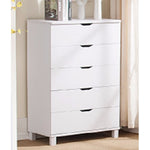 Benzara Commodious Glossy White Finish Chest with 5 Drawers On Metal Glides.