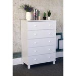 Benzara Modern Five Drawer Wooden Chest with Detachable Drawer Fronts, White