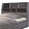 Benzara Wooden Frame Twin Bookcase Headboard with Grain Details, Distressed Gray