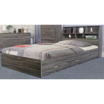 Benzara Grained Wooden Frame Full Size Chest Bed with 3 Drawers, Distressed Gray