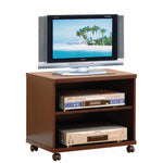 Benzara Transitional Style Wooden TV media Cart with 2 Open Shelves and Casters, Brown