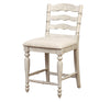 Benzara Wooden Counter Stool with Cushioned Seat and Turned Legs, White