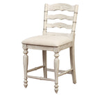 Benzara Wooden Counter Stool with Cushioned Seat and Turned Legs, White