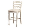 Benzara Wooden Bar Stool with Cushioned Seating and Turned Legs, White