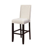 Benzara Fabric Upholstered Wooden Bar Stool with Nailhead Trim,White and Black
