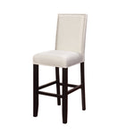 Benzara Fabric Upholstered Wooden Bar Stool with Nailhead Trim,White and Black
