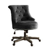 Benzara Wooden Office Chair with Button Tufted Backrest, Gray and Brown