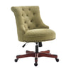 Benzara Wooden Office Chair with Button Tufted Backrest, Olive Green and Brown