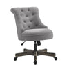 Benzara Wooden Office Chair with Textured Fabric Upholstery, Gray