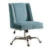 Benzara Height Adjustable Swivel office Chair with Metal Base, Blue and Silver