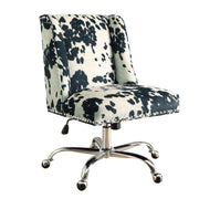 Benzara Height Adjustable Swivel office Chair with Metal Base,Black and White