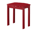 Benzara Outdoor Wooden End Table with Slatted Top and Block Legs, Red