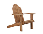 Benzara Slatted Wooden Outdoor Chair with Arched High Backrest, Teak Brown