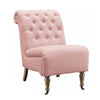 Benzara Fabric Upholstered Wooden Armless Chair with Roll Back, Pink and Brown