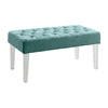 Benzara Tufted Fabric Upholstered Bench with Acrylic Legs, Green and Clear