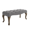 Benzara Fabric Upholstered Wooden Bench with Tufting Details, Gray and Brown