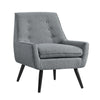 Benzara Fabric Upholstered Button Tufted Wooden Chair, Gray and Black