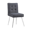 Benzara Fabric Upholstered Tufted Chair with Metal Legs, Set of 2, Gray