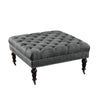 Benzara Fabric Upholstered Wooden Ottoman with Tufting Details, Gray and Black