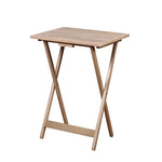 Benzara 5 Piece Foldable Rectangular Wooden Tray Table Set , Brown