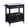 Benzara Spacious Wooden Kitchen Cart with Granite inlaid Top, Black and Gray