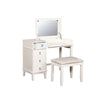 Benzara Wooden Vanity Set with Flip Top Mirror and Stool, White