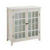 Benzara BM144072 Wooden Two Door Cabinet with Four Storage Compartments, White