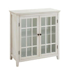 Benzara BM144072 Wooden Two Door Cabinet with Four Storage Compartments, White