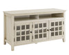 Benzara Three Door Wooden Media Cabinet with Two Open Shelves, White