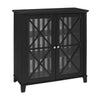 Benzara Double Door Wooden Cabinet with 3 Compartments, Large, White and Black