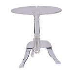 Benzara Round Acrylic End Table with 3 Legged Base Support, Clear