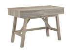Benzara Rectangular Wooden Desk with Two Storage Drawers, Gray