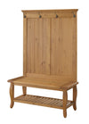 Benzara Spacious Wooden Hall Tree with Built in Bench and Curved Legs, Brown