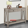 Benzara BM144103 Wooden Console Table with Two Drawers and One Bottom Shelf, Gray