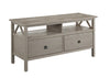 Benzara Wooden TV Stand with Two Large Drawers and 2 Open Shelves, Gray