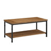 Benzara Wooden Coffee Table with Bottom Shelf and Metal Legs, Brown and Black