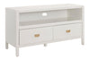 Benzara Wooden Media Center with Two Drawers and Open Shelf, White