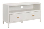 Benzara Wooden Media Center with Two Drawers and Open Shelf, White