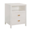 Benzara Wooden End Table with Two Drawers and One Open Shelf, White